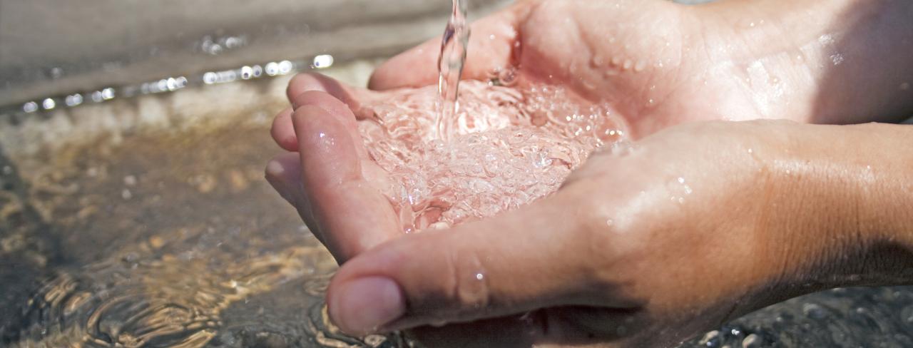 Image of hands collecting water