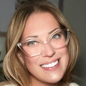 image of female wearing glasses with blonde hair