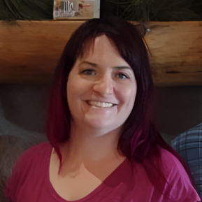 image of female wearing a maroon shirt