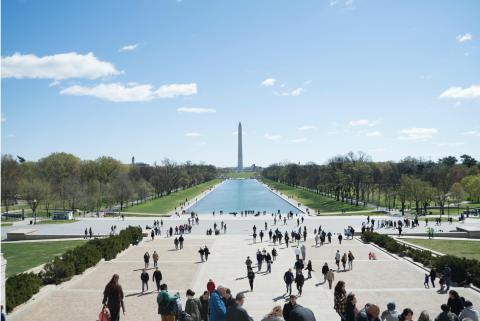 The National Mall in Washington, D.C., with a view of the Reflecting Pool and Washington Monument