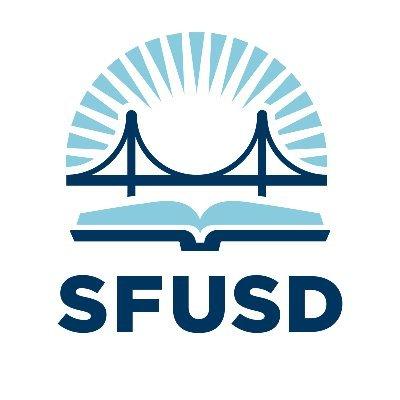 San Francisco Unified School District logo features the golden gate bridge over an open book