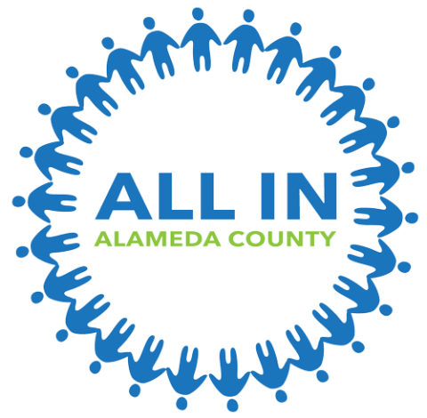 All in Alameda County logo features the organization name inside a circle of people holding hands