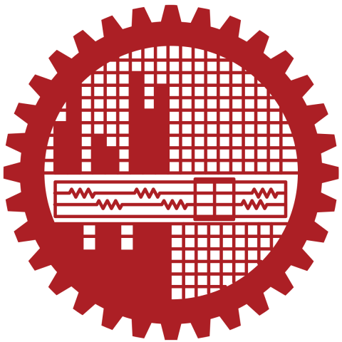 Bangladesh University of Engineering and Technology logo features a circuit board, buildings, and graph paper encircled by a toothed gear