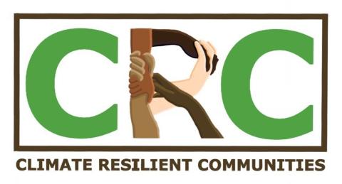 Climate Resilient Communities logo features a letter C, a letter R constructed by hands, and a letter C