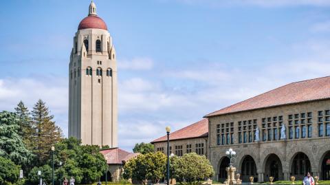 Stanford campus with view of Hoover Tower