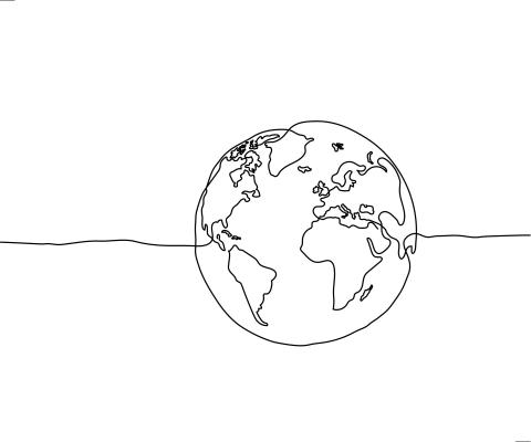 Line drawing of the globe