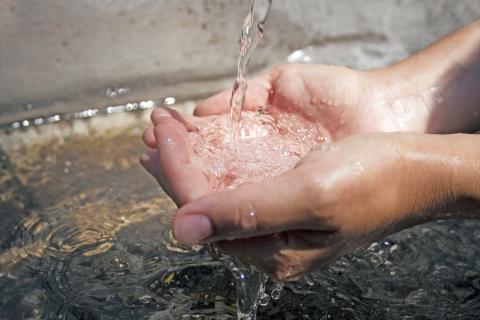 Image of hands collecting water