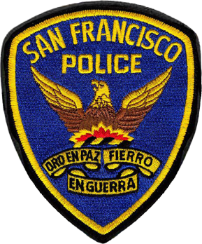 San Francisco Police Department logo features an eagle on a blue background