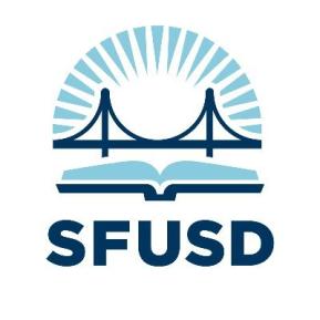 San Francisco Unified School District logo features the golden gate bridge over an open book
