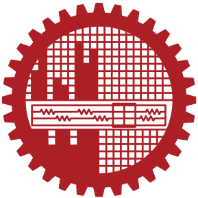 Bangladesh University of Engineering and Technology logo features a circuit board, buildings, and graph paper encircled by a toothed gear