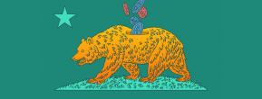 Illustration of California bear getting coins into its back