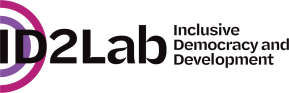 Logo of ID2Lab, featuring the text "Inclusive Democracy and Development" next to a graphic of concentric purple circles.