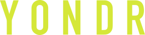 logo with the letters Y O N D R in bright neon green